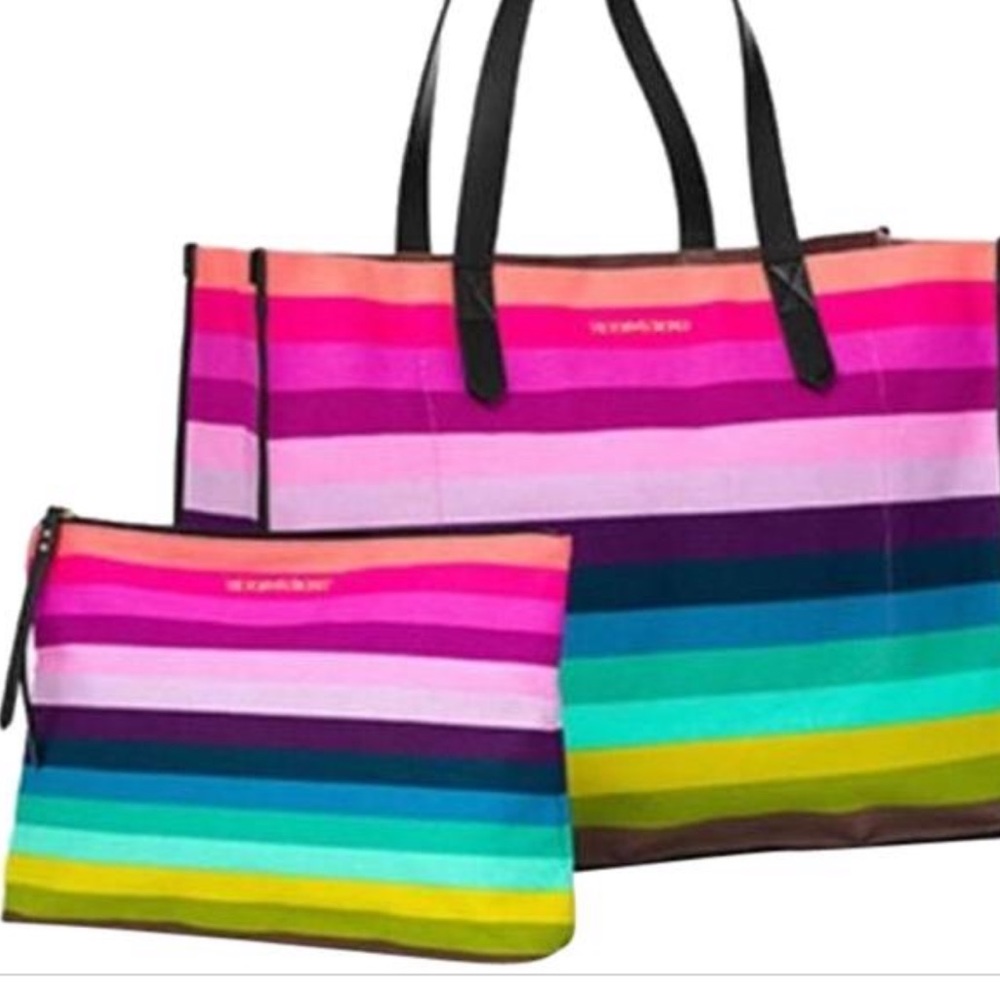 Victoria’s Secret 2 piece multi color canvas tote